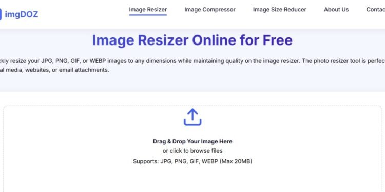Online image resizer tool available for free at imgdoz.com, perfect for quick and easy image adjustments.