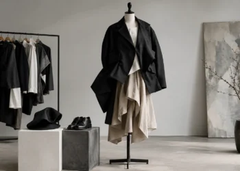 Comme des Garcons avant-garde fashion featuring sculptural silhouettes and unconventional tailoring.