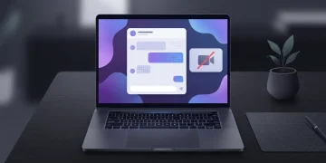Laptop showing an AI chat platform interface with a camera permission indicator