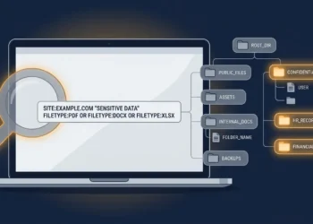 Search operators used to inspect a website’s indexed files for security exposure