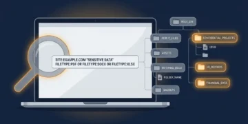 Search operators used to inspect a website’s indexed files for security exposure