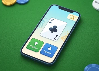 Hi Lo 2 game screen showing a card with higher and lower prediction buttons