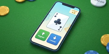 Hi Lo 2 game screen showing a card with higher and lower prediction buttons