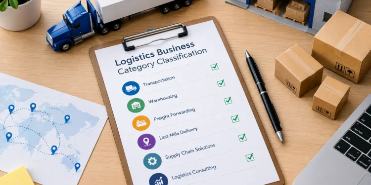 Checklist and model truck representing choosing a category for a logistics company