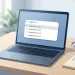 Search bar showing autocomplete suggestions next to a notepad with an evaluation checklist